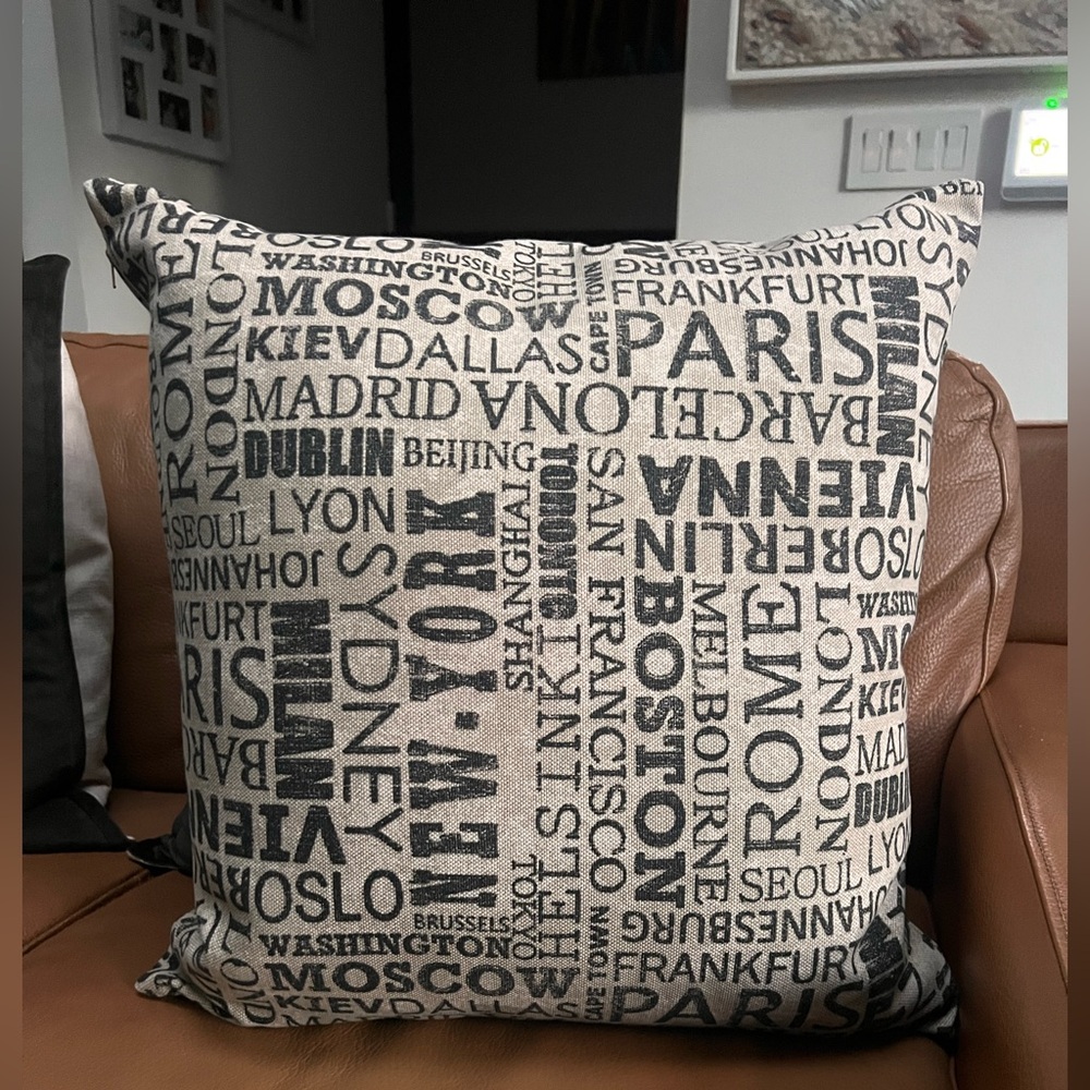 International Typography Pillow Cover